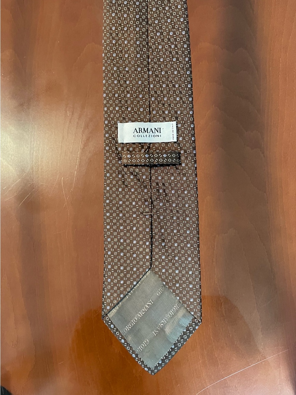 Armani Collezioni Brown Micro-Pattern Silk Tie
